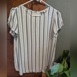 Loft - Women's Black and White Striped Top